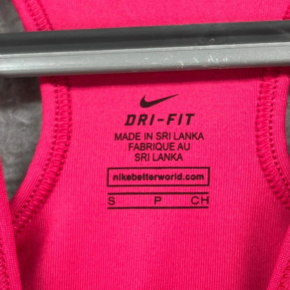 Nike Racerback Sports Bra Medium Pink Lime Green Support Retro Pro Dri-FIT